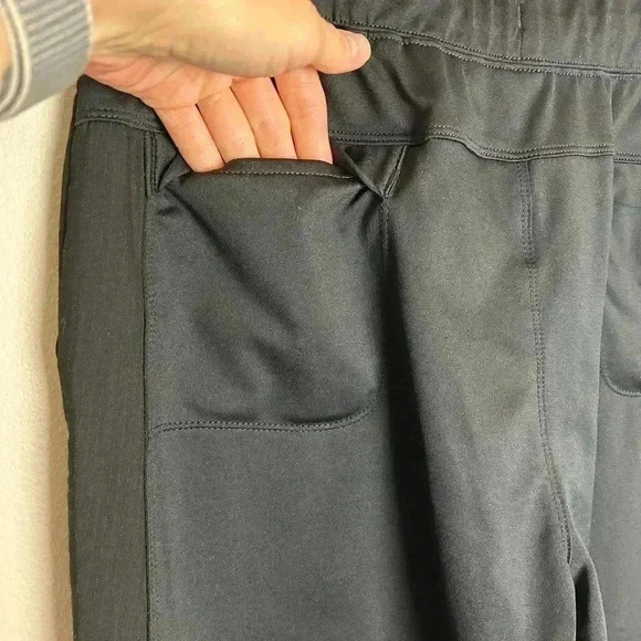 Cherokee Statement Pants Scrubs Black Pinstripe Rose Gold Accents Medium CK055 - Picture 8 of 9